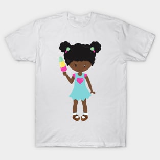 Girl With Ice Cream, African American Girl, Dress T-Shirt